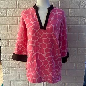 Vintage Lilly Pulitzer pink giraffe print linen tunic, XS